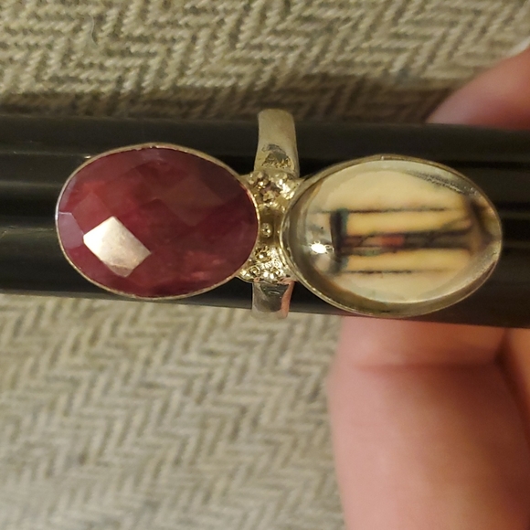 New Unique Fancy Glass Protection Faceted Cherry Ruby 925 Silver Magic Ring. - Picture 15 of 16